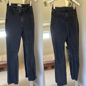 ABERCROMBIE & FITCH Straight Leg Criss Cross 90s Fit Black Jeans